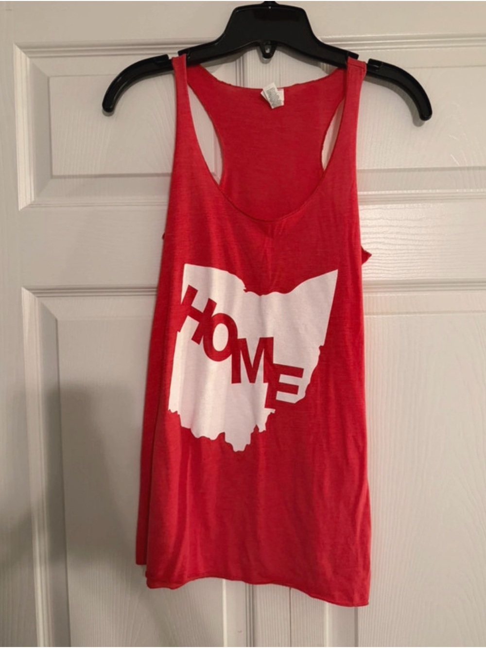 Bella Canvas Red Women's Tank Top with White Ohio "HOME" Graphic